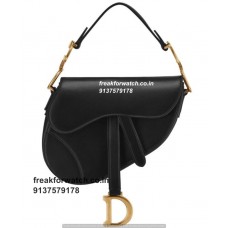 Christian Dior Saddle Super Fake Bag |Black Grained Calfskin Leather