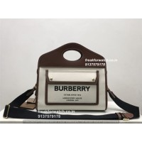 Burberry Super Fake Bags Online | Two Tone Genuine Leather & Canvas Mini